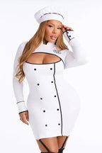 Chef Costume Three-Piece Stretch Long Sleeve Cutout Set