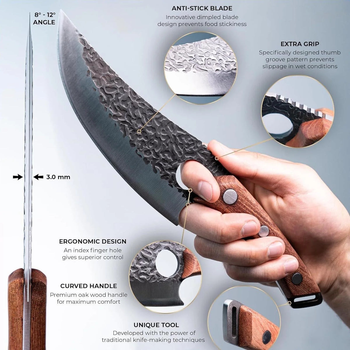 Chef Knife Japanese-Style Stainless Steel Wooden Handle