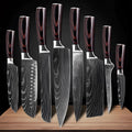 Chef Knife Set Damascus Steel & Wood Handles