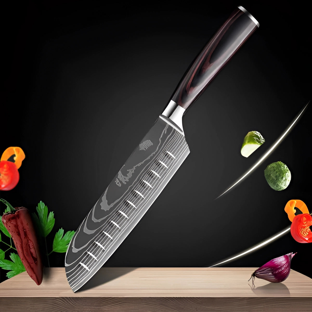 Chef Knife Set Damascus Steel & Wood Handles