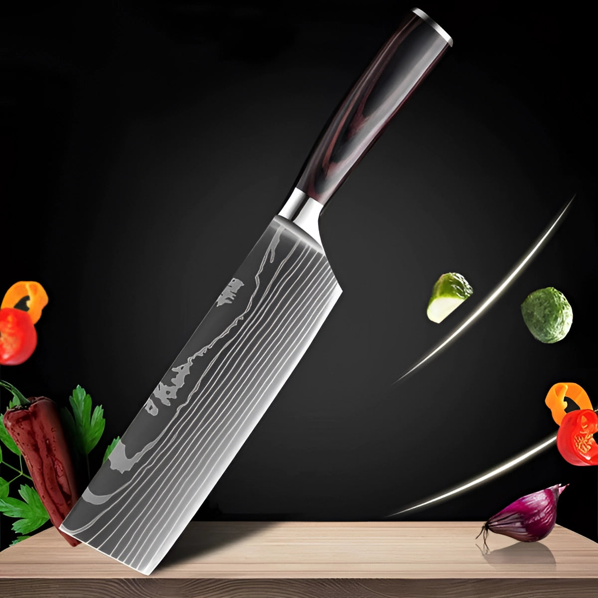 Chef Knife Set Damascus Steel & Wood Handles