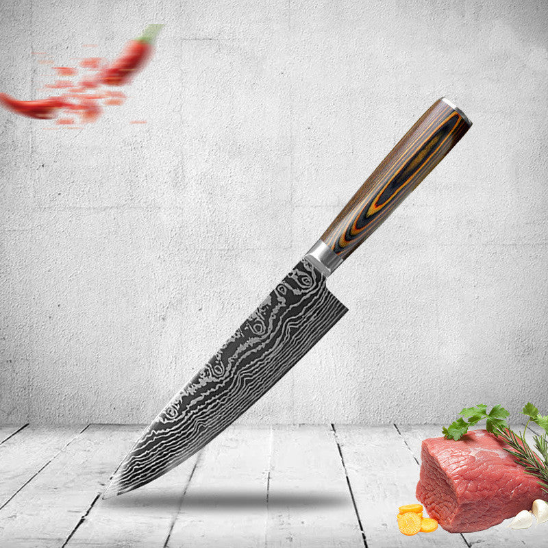 Chef's Knife Stainless Steel Laser Pattern Ergonomic Handle