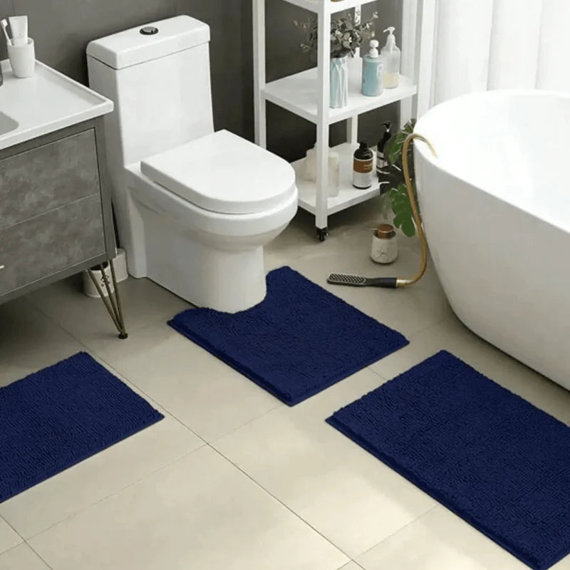 Chenille Bath Mat Absorbent Non-Slip Machine Washable