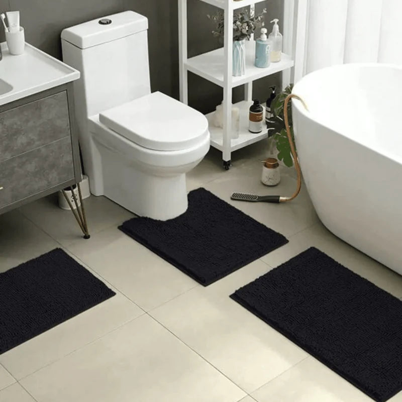 Chenille Bath Mat Absorbent Non-Slip Machine Washable
