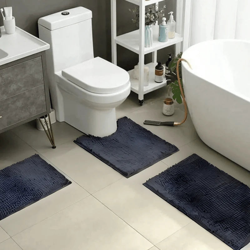 Chenille Bath Mat Absorbent Non-Slip Machine Washable