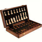 Chess Set Foldable Solid Wood Integrated Storage