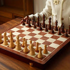 Chess Set Solid Wood Carved Pieces & Extras