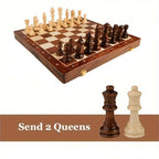 Chess Set Solid Wood Foldable Board Handcrafted Pieces