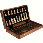 Chess Set Solid Wood Foldable Includes Extra Queens