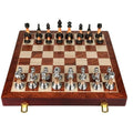 Chess Set Weighted Zinc Alloy Pieces & Foldable Wood Board