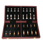 Chess Set Weighted Zinc Alloy Pieces & Foldable Wood Board