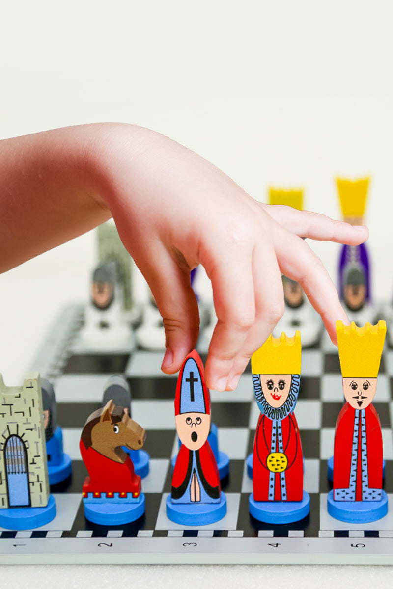 Chess Set Wooden Kid-Friendly 11.8 Inch Board