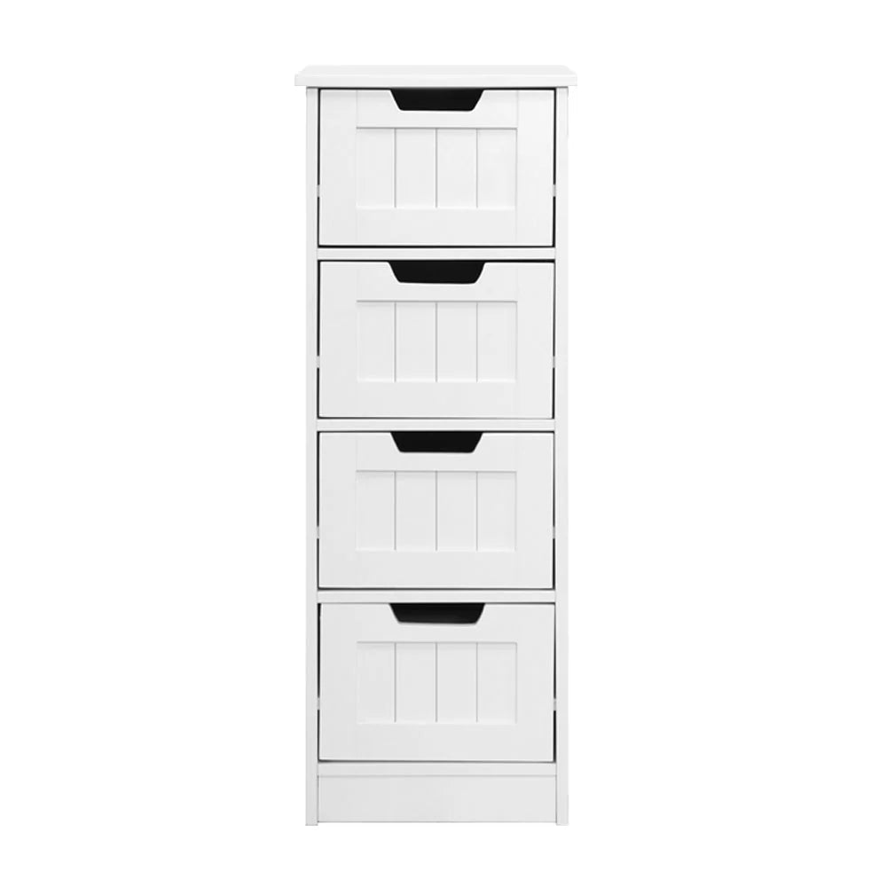 Chest of Drawers Narrow White 4 Drawers