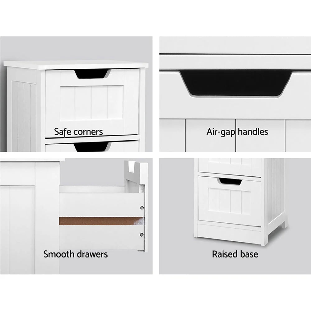 Chest of Drawers Narrow White 4 Drawers