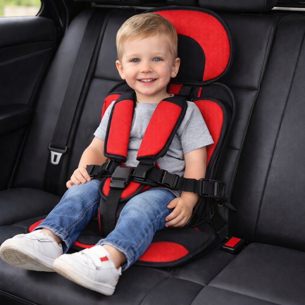 Child Booster Seat Portable Reinforced 5-Point Harness Machine-Washable Cover