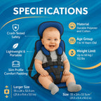 Child Booster Seat Portable Reinforced 5-Point Harness Machine-Washable Cover