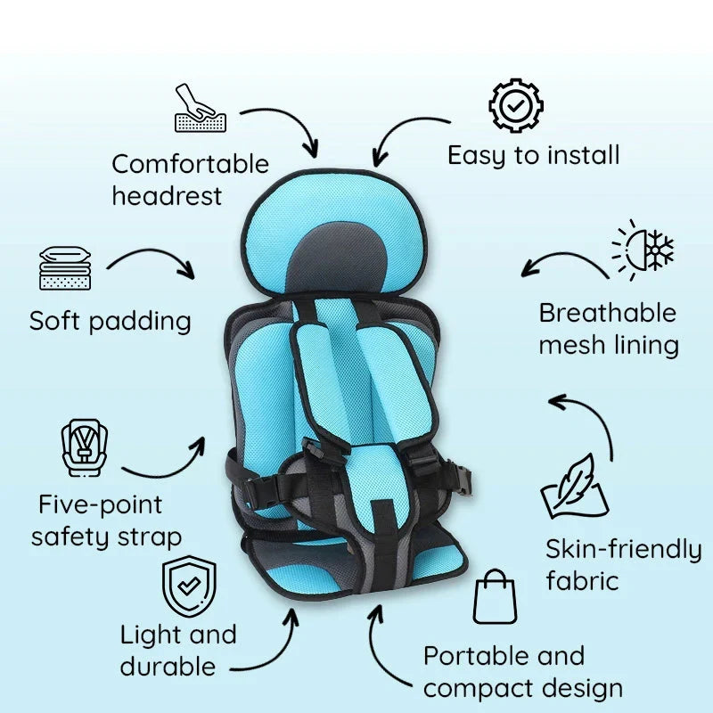 Child Car Seat Cushion Ergonomic Breathable Foldable