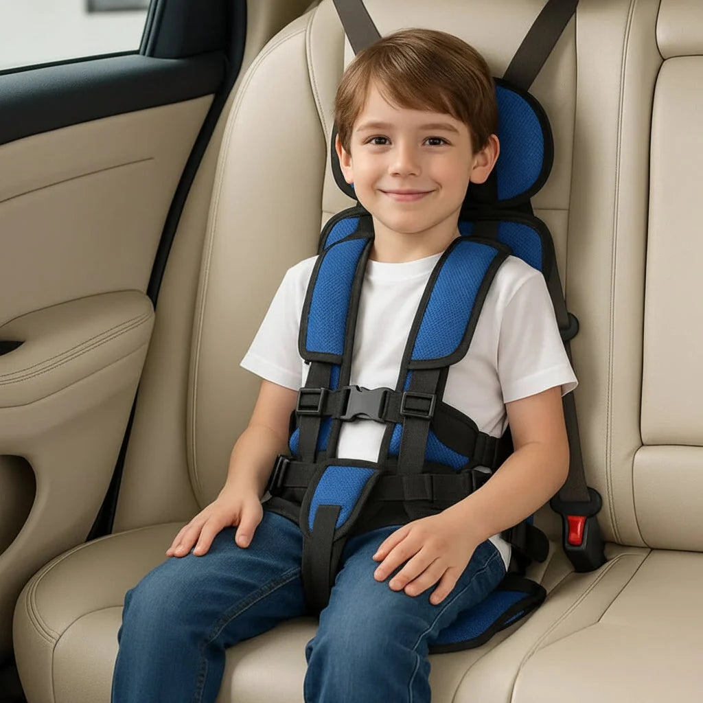 Child Travel Seat Compact Foldable Five-Point Harness & Padded Support