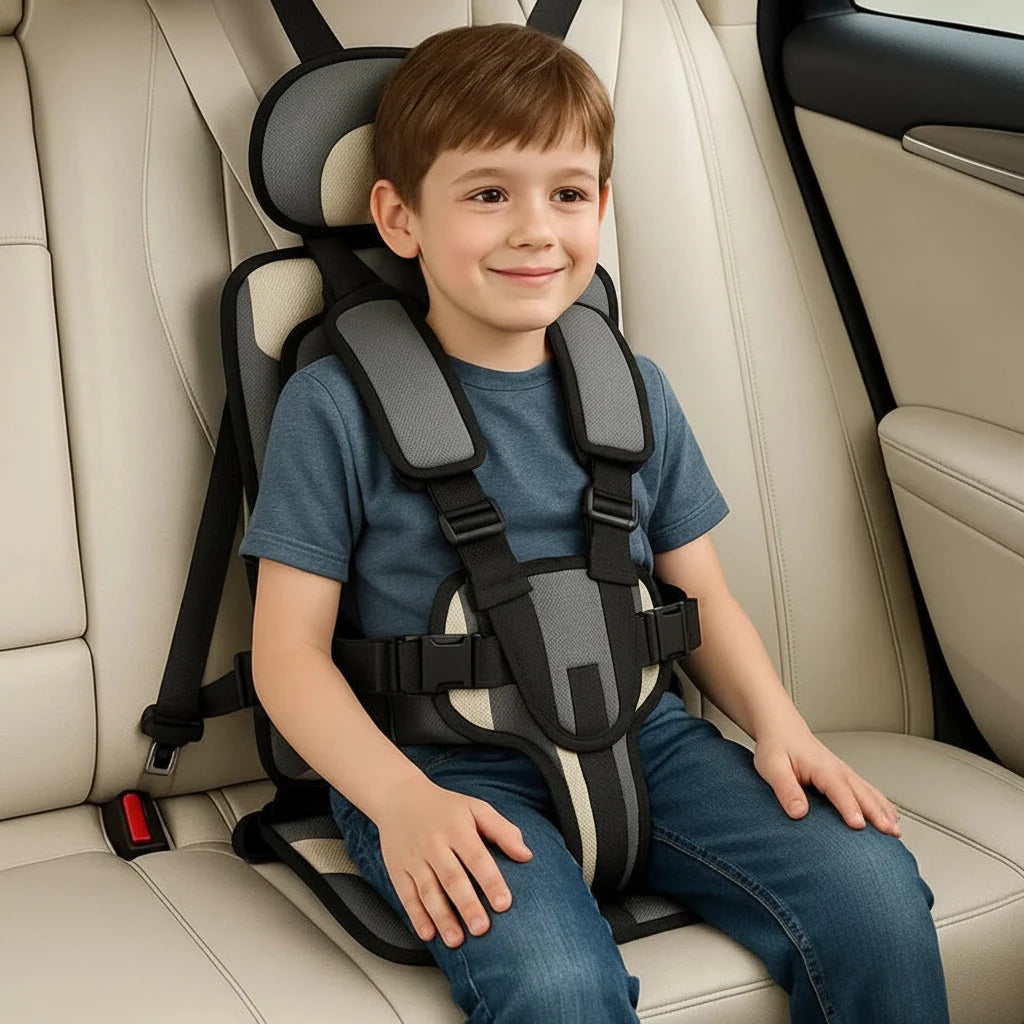 Child Travel Seat Compact Foldable Five-Point Harness & Padded Support