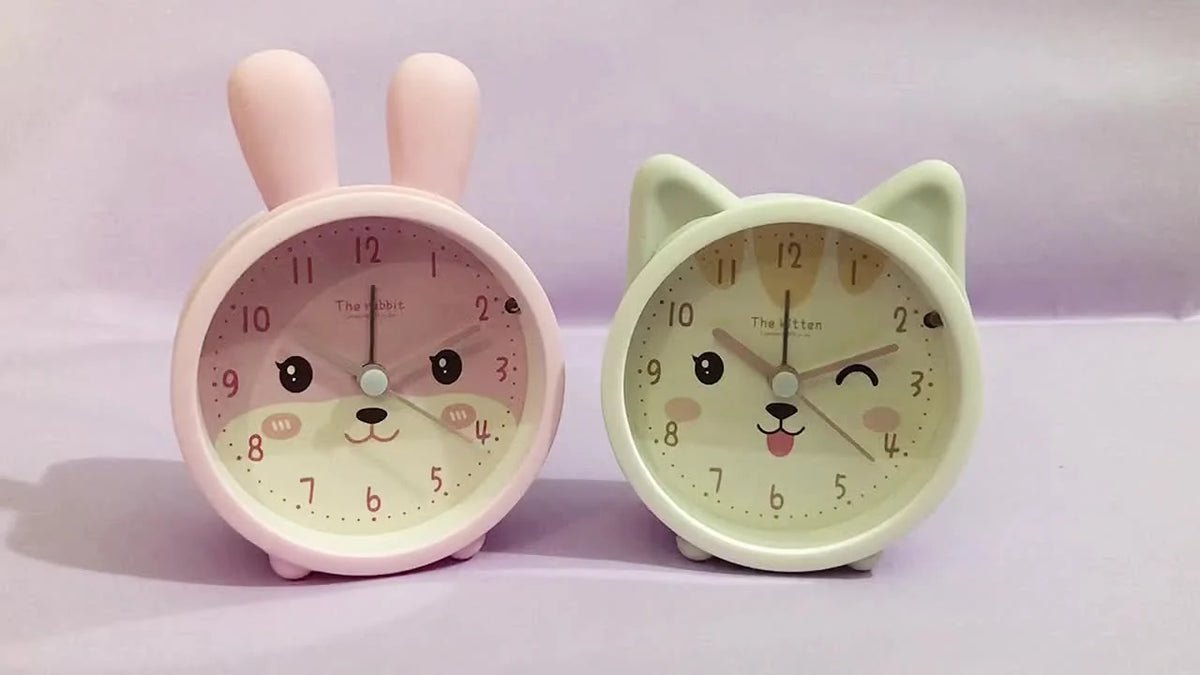 Children's Alarm Clock Bunny Shaped Silent Soft Night Light