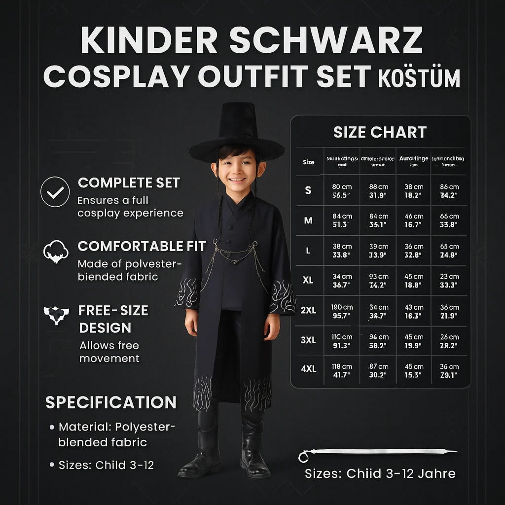 Children's Costume Set Three-Piece Polyester Blend & Comfortable Fit