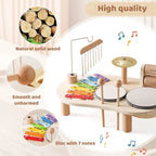Children's Music Station Wooden Xylophone Drum & Bell