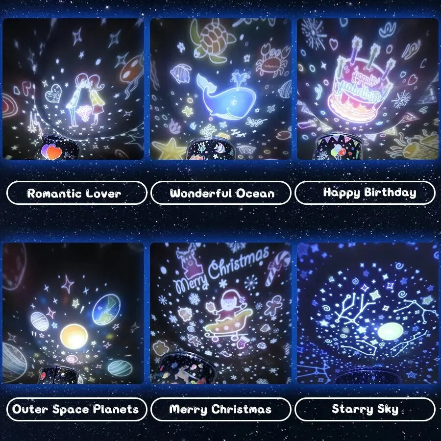 Children's Night Light Rotating Star Projector USB Rechargeable