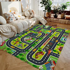 Children's Play Rug City Road Design Flannel Non-Slip Backing