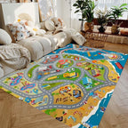 Children's Play Rug City Road Design Flannel Non-Slip Backing