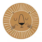 Children's Round Rug Soft Microfiber Lion Print Washable