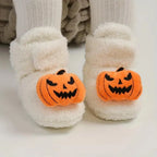 Children's Slippers Ankle-High Fleece-Lined Slip-On Halloween Prints
