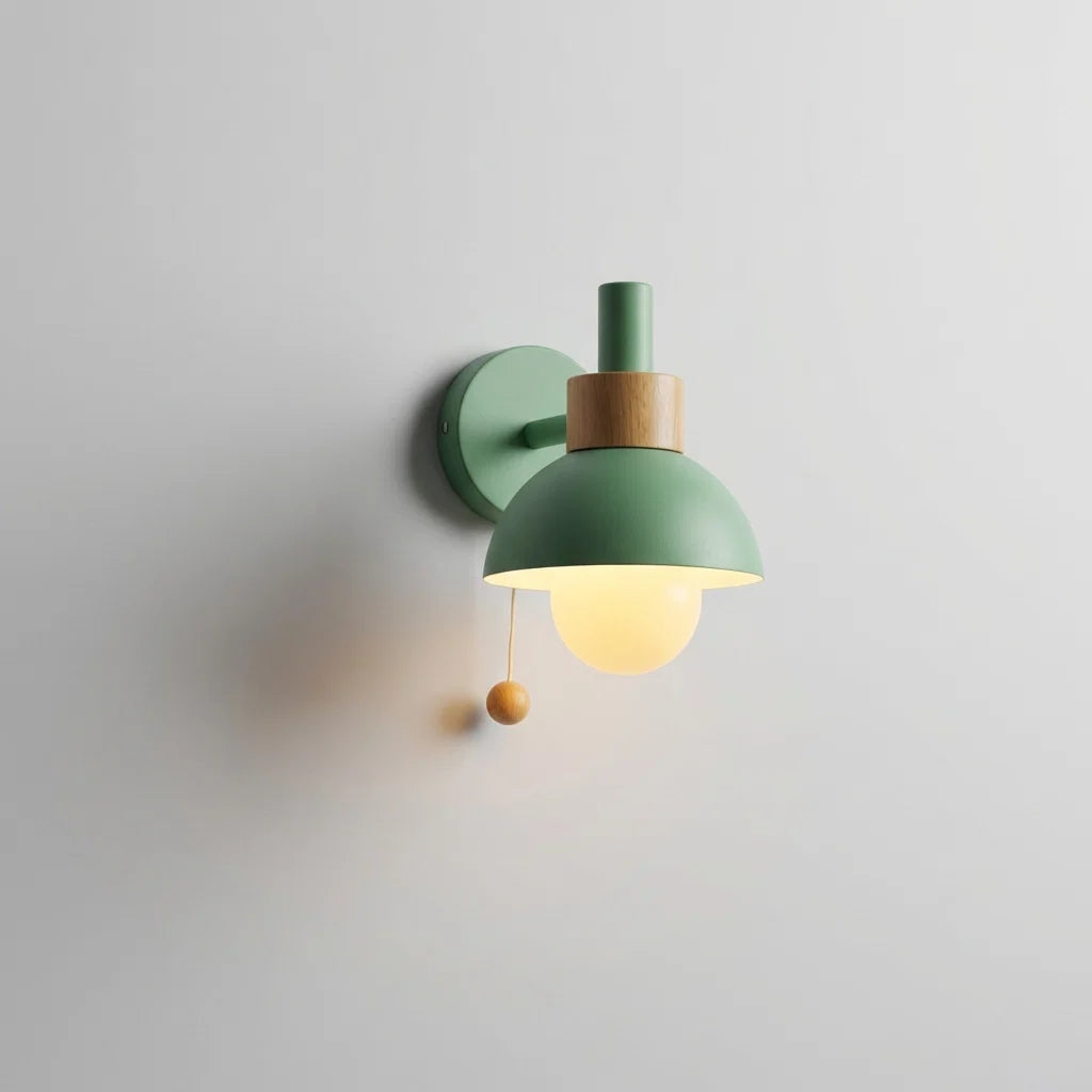 Children's Wall Sconce Pastel Shade Pull Switch