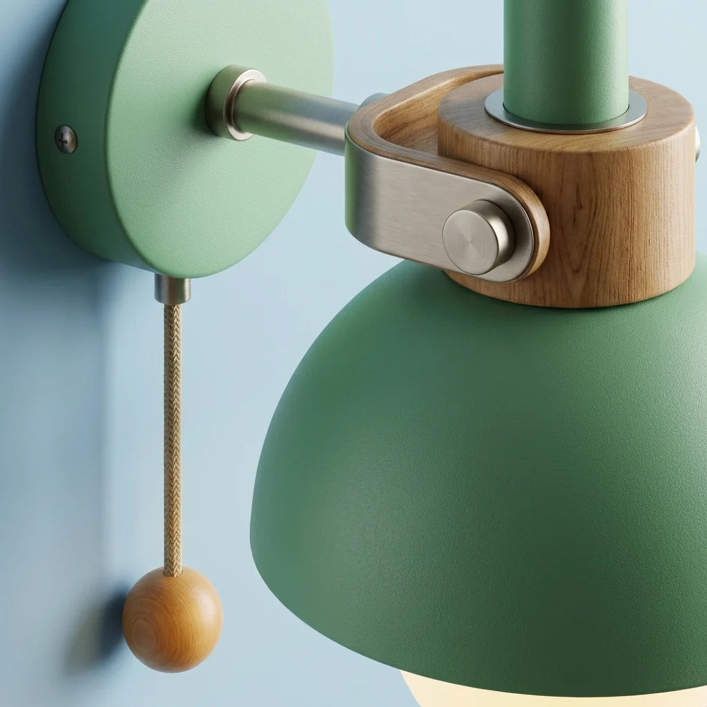 Children's Wall Sconce Pastel Shade Pull Switch