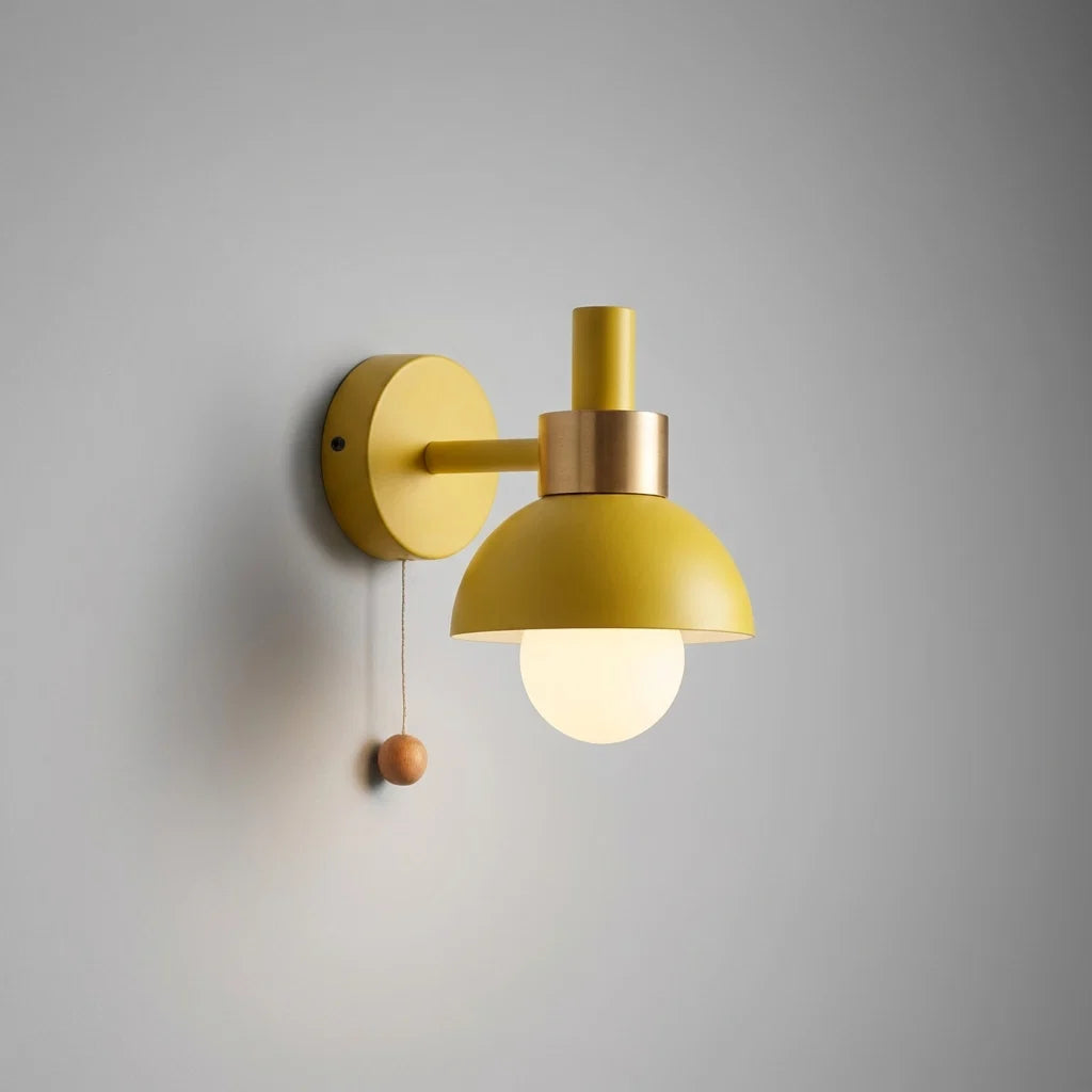 Children's Wall Sconce Pastel Shade Pull Switch