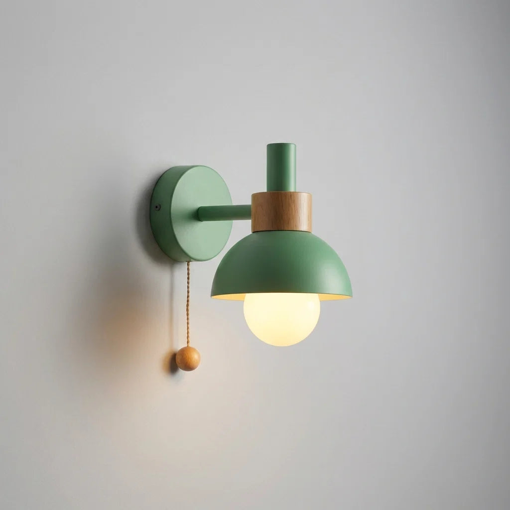 Children's Wall Sconce Pastel Shade Pull Switch