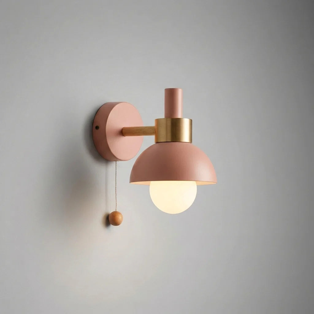 Children's Wall Sconce Pastel Shade Pull Switch