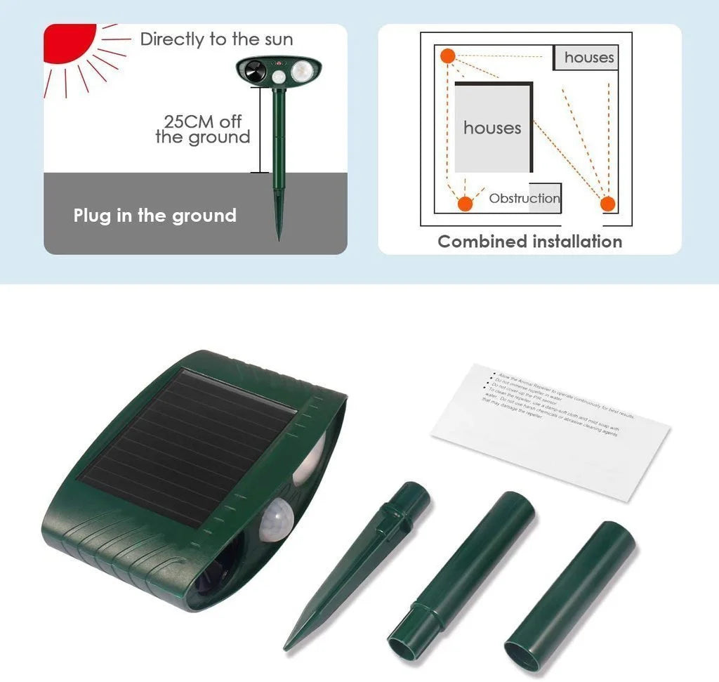 Chipmunk Repeller Solar-Powered Motion-Activated 2,425 Sq Ft