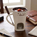 Chocolate Fondue Cup Ceramic Candle-Heated Long-Handled Stainless Steel Fork