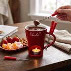 Chocolate Fondue Cup Ceramic Candle-Powered Stainless Steel Fork