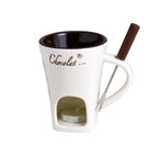 Chocolate Fondue Cup Ceramic Candle-Powered Stainless Steel Fork