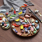 Chopstick Rest Set Handcrafted Ceramic Hand-Painted Set of 3