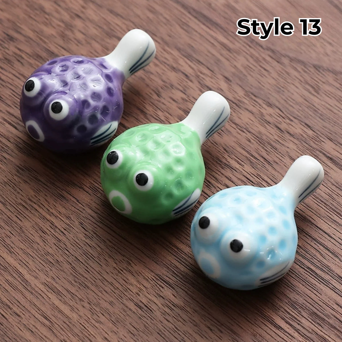 Chopstick Rest Set Handcrafted Ceramic Hand-Painted Set of 3