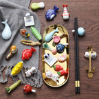 Chopstick Rest Set Handcrafted Ceramic Hand-Painted Set of 3