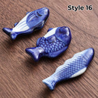 Chopstick Rest Set Handcrafted Ceramic Hand-Painted Set of 3