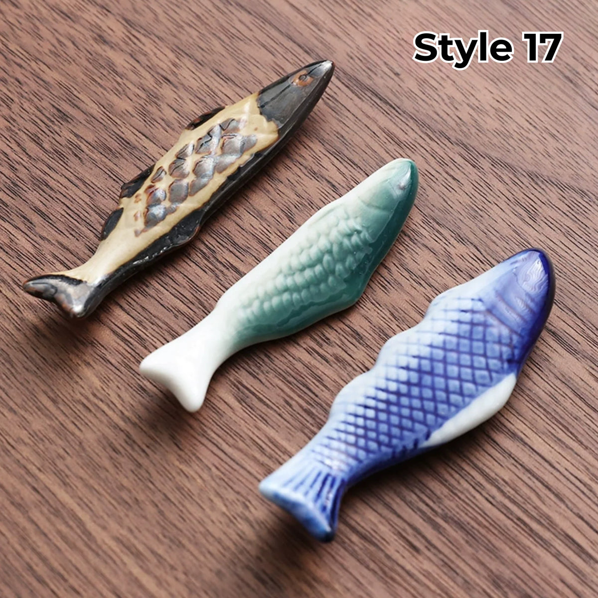 Chopstick Rest Set Handcrafted Ceramic Hand-Painted Set of 3