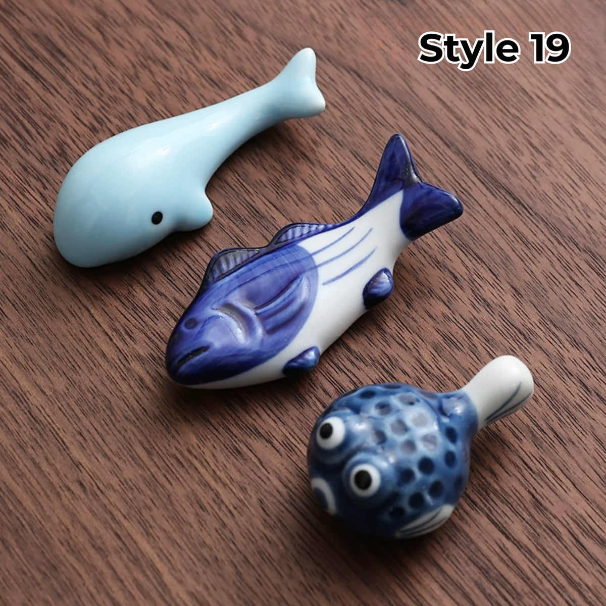 Chopstick Rest Set Handcrafted Ceramic Hand-Painted Set of 3