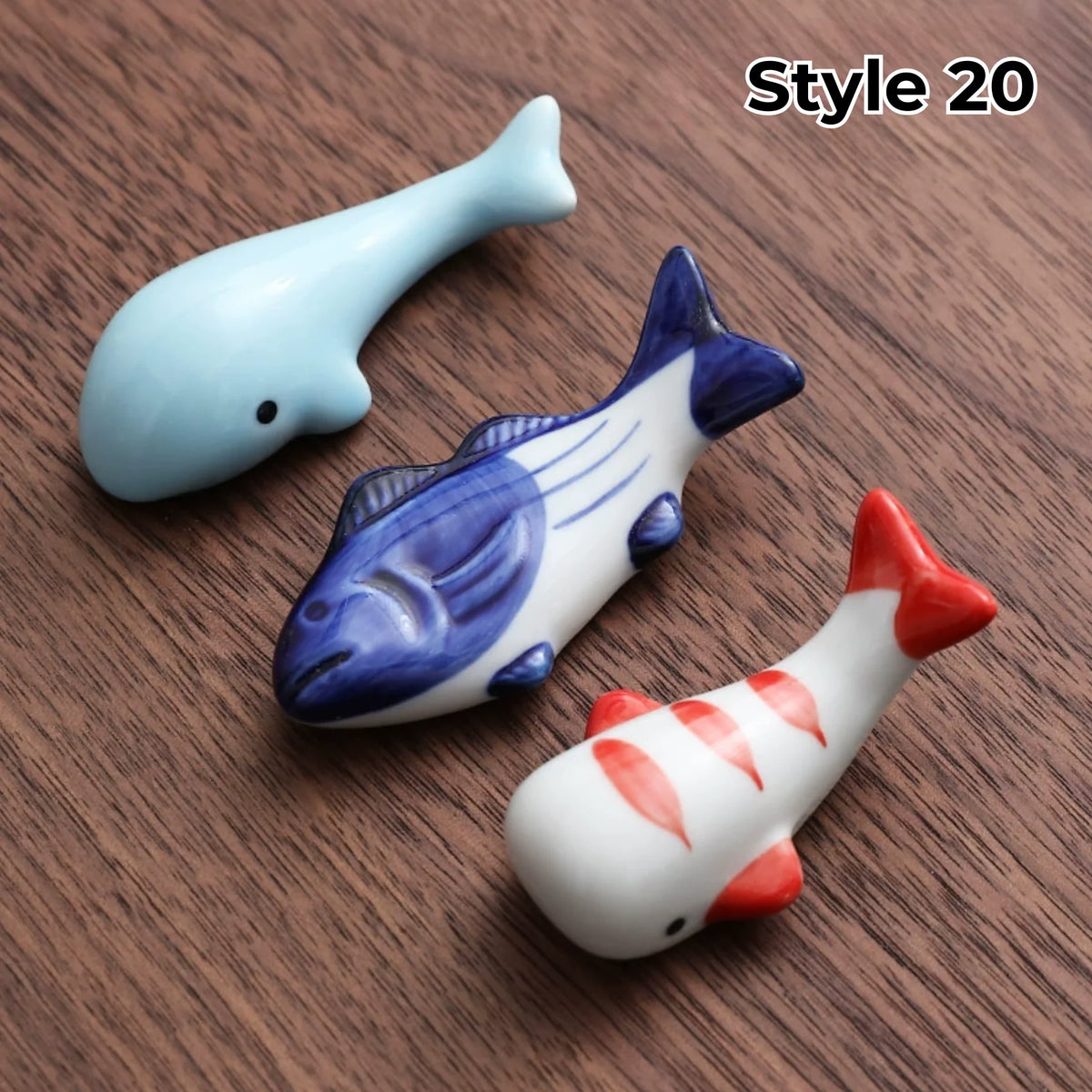 Chopstick Rest Set Handcrafted Ceramic Hand-Painted Set of 3