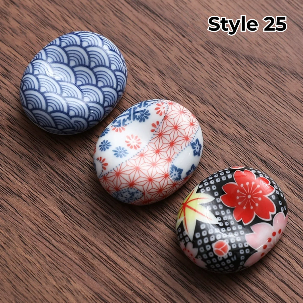 Chopstick Rest Set Handcrafted Ceramic Hand-Painted Set of 3