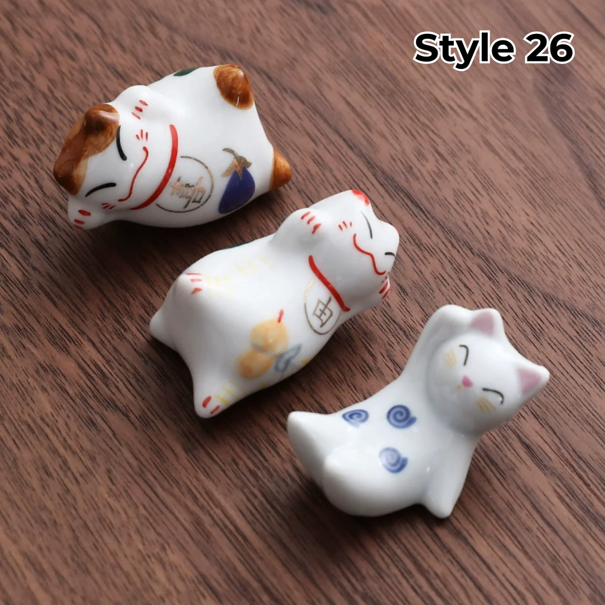 Chopstick Rest Set Handcrafted Ceramic Hand-Painted Set of 3