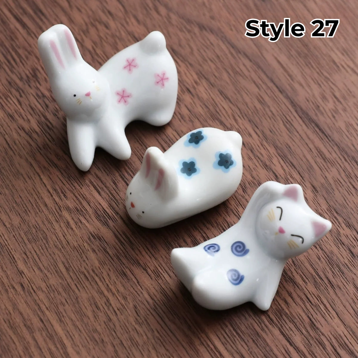 Chopstick Rest Set Handcrafted Ceramic Hand-Painted Set of 3